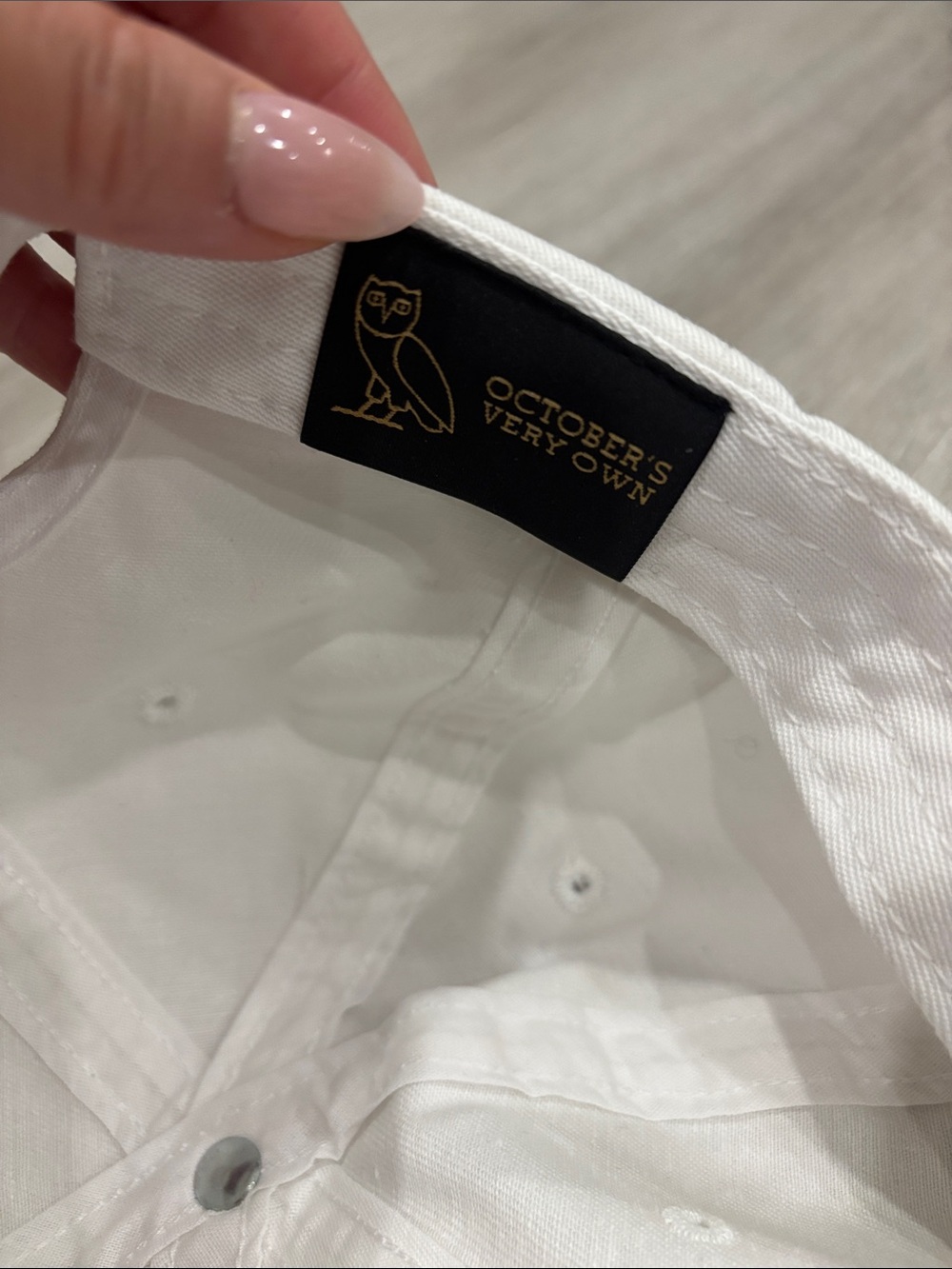 OVO White Baseball Cap with Owl Patch